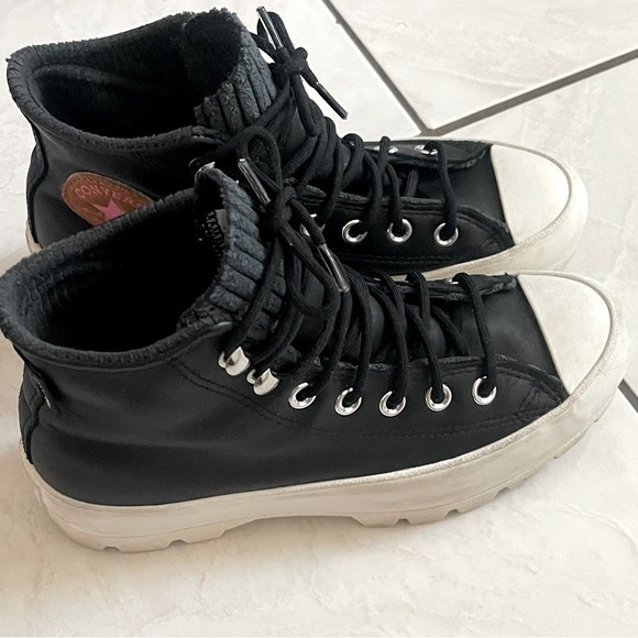 Convers All Start Chuck Taylor Black Leather Platform Boots Gore Tex Size 6.5 - Picture 10 of 13